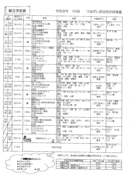 献立表　