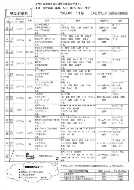 献立表